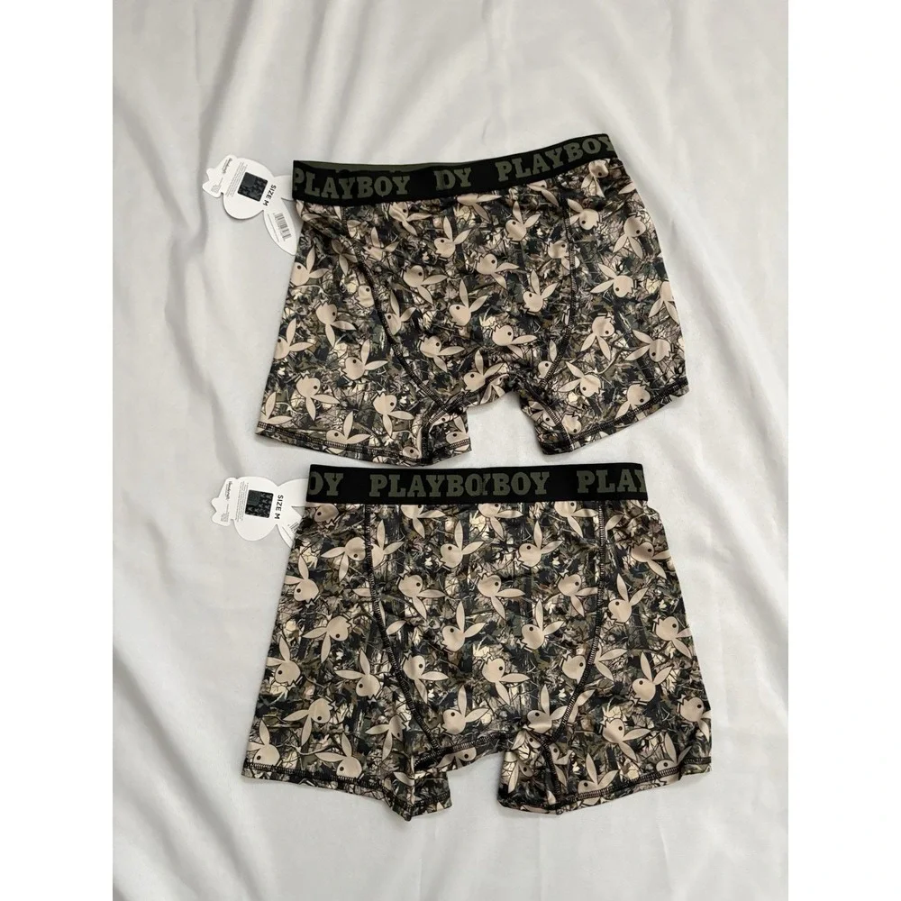 NEW PLAYBOY Boxers Playboy Boxer Briefs Mens Size Medium Multicolor 2 Pair Boxer
